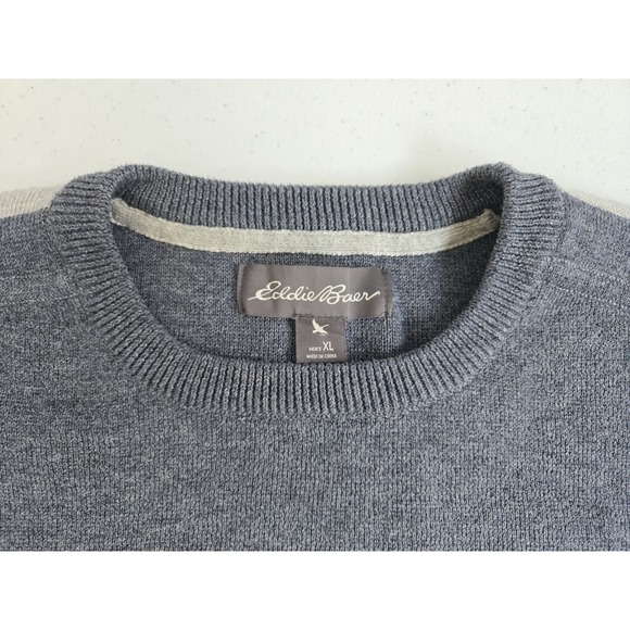 Eddie Bauer Men's XL Gray Mediumweight Thick Long Sleeve Crew‎ Neck Knit Sweater - Picture 5 of 14